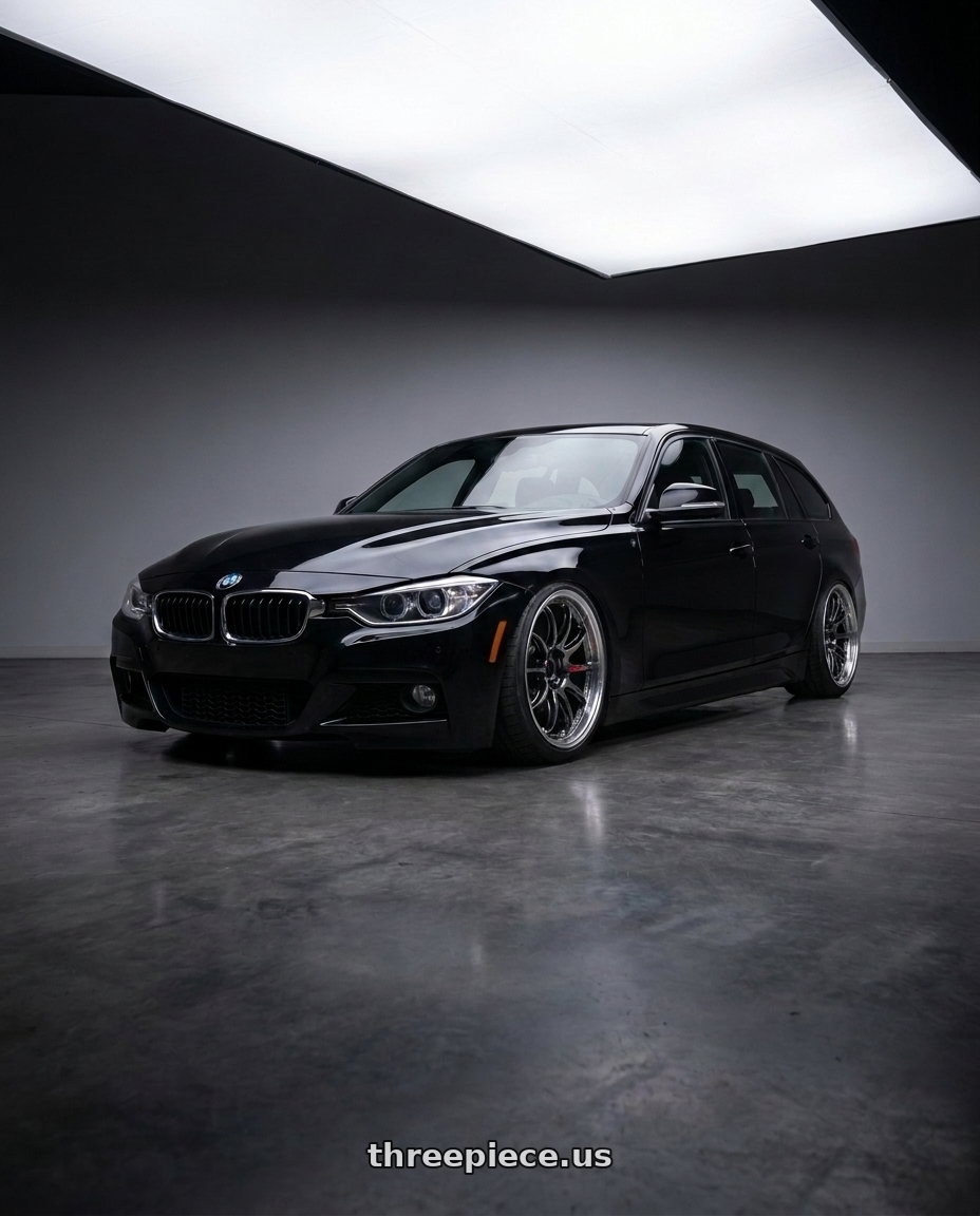 2014 BMW 328d with Work Emotion Zr10 5x120 18x9.5 +38 Glim Black Diamond Rim cut wheels