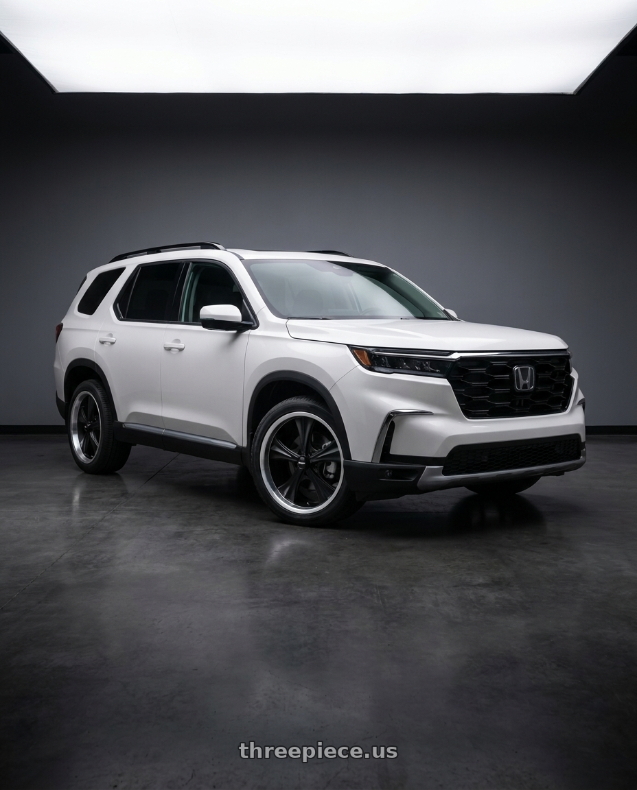 2023 Honda Pilot with Ridler Type 651 5x114.3 22x9.5+18 Matte Black/Machined Lip wheels