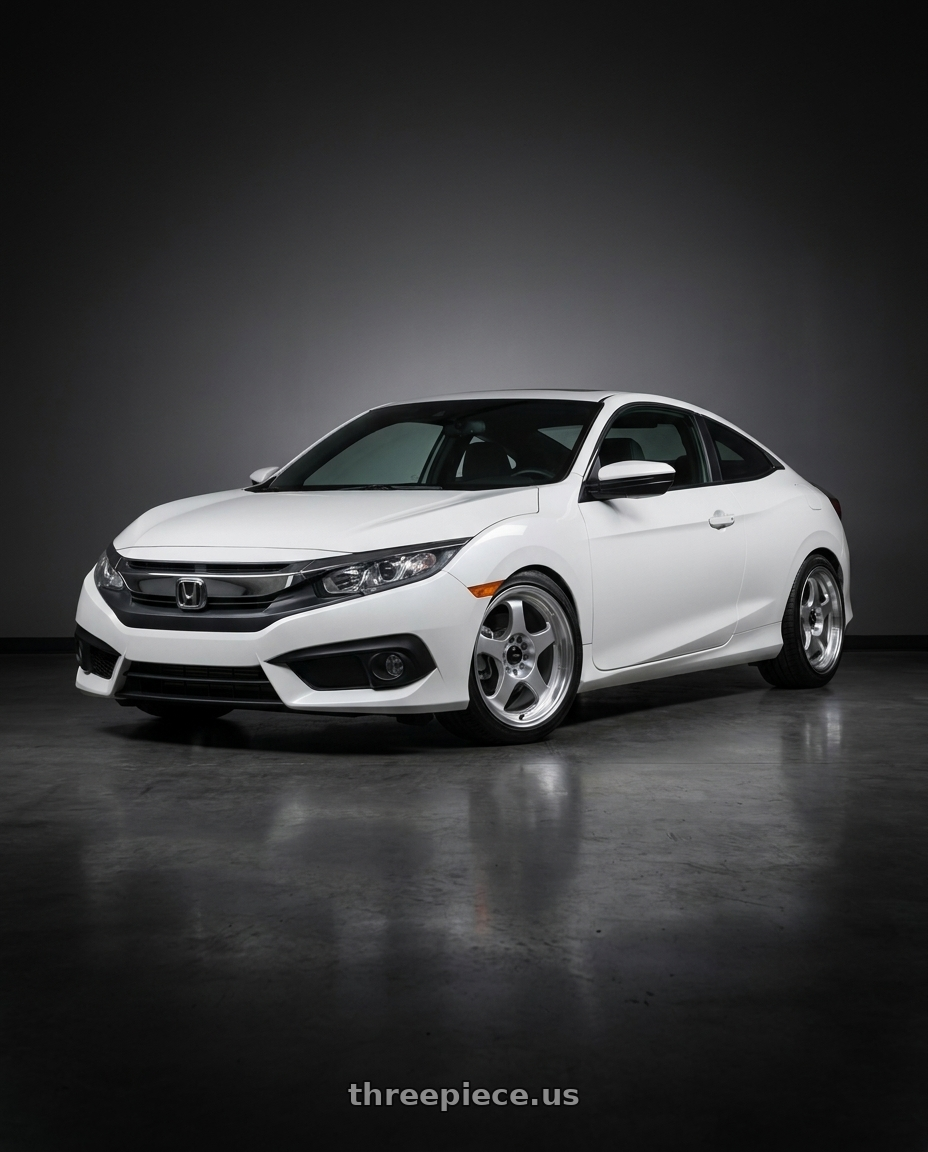 2017 Honda Civic with Vors SP1 4x100 15x7  +35 Silver Machine Face Lip wheels