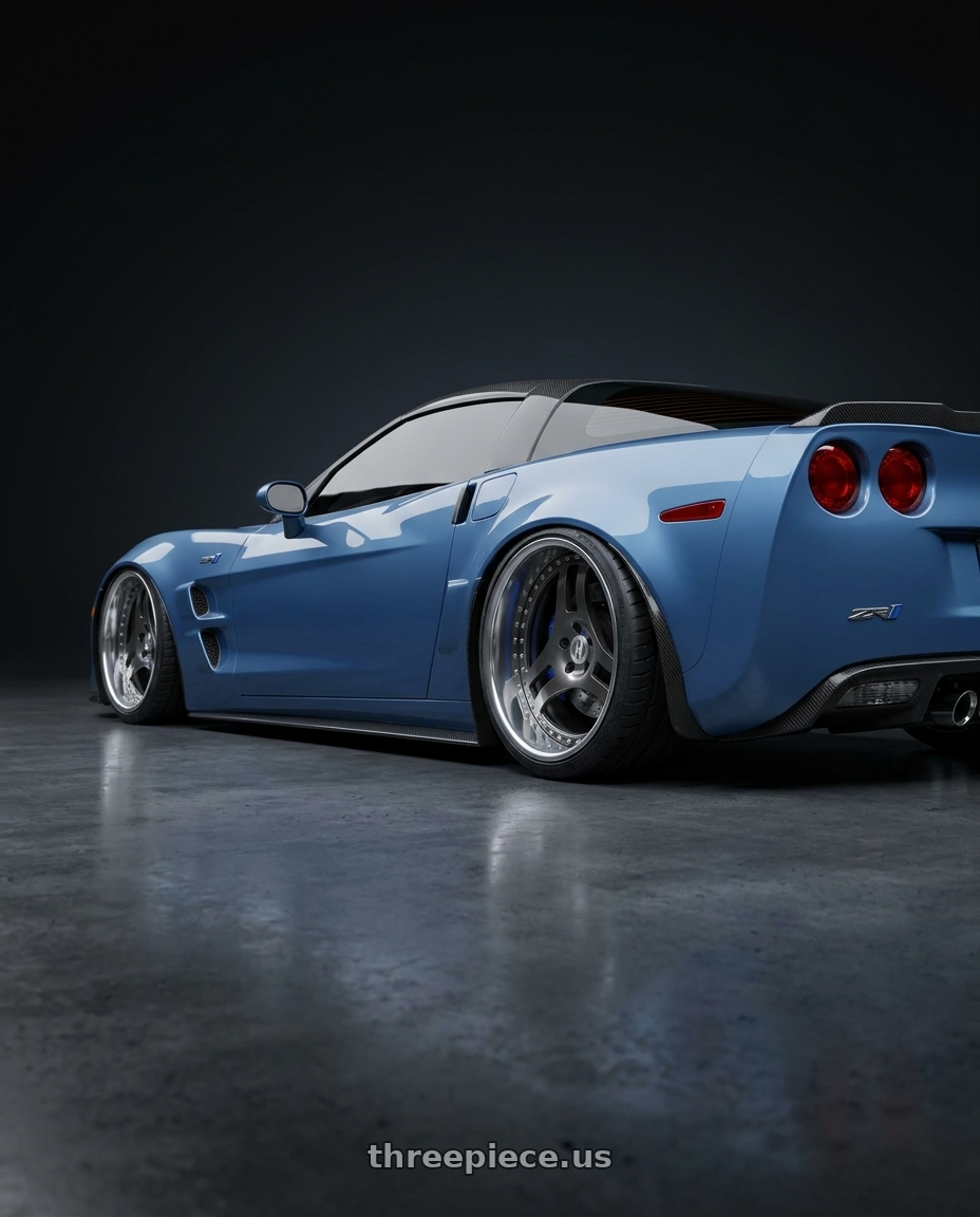 2011 Chevrolet Corvette ZR1  with Heritage Wheel TSUKUBA wheels rear three quarter view extreme stretch tires