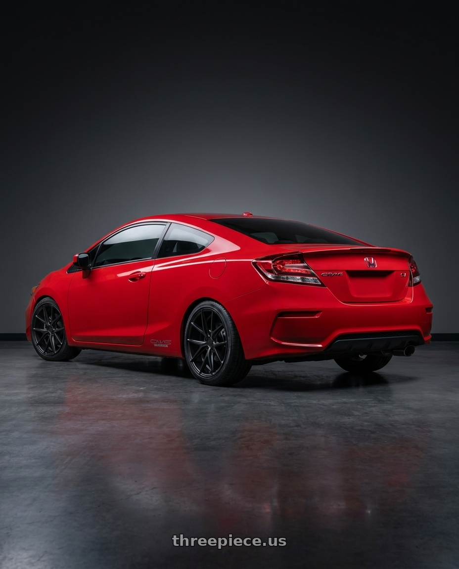 2015 Honda Civic Si with Niche 1PC M117 MISANO 5X114.3 17X8 +40 MATTE BLACK wheels rear three quarter view square tires