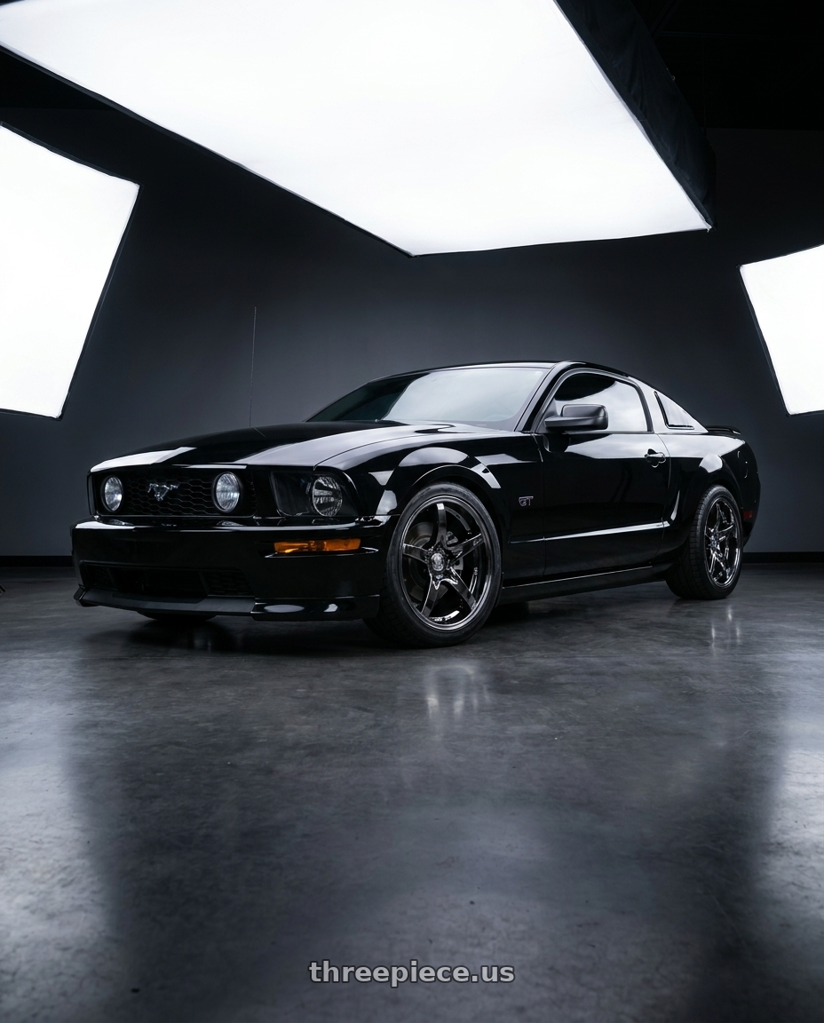 2005 Ford Mustang GT with Stage Wheels Monroe 5x114.3 18x10 +15 Black Chrome wheels
