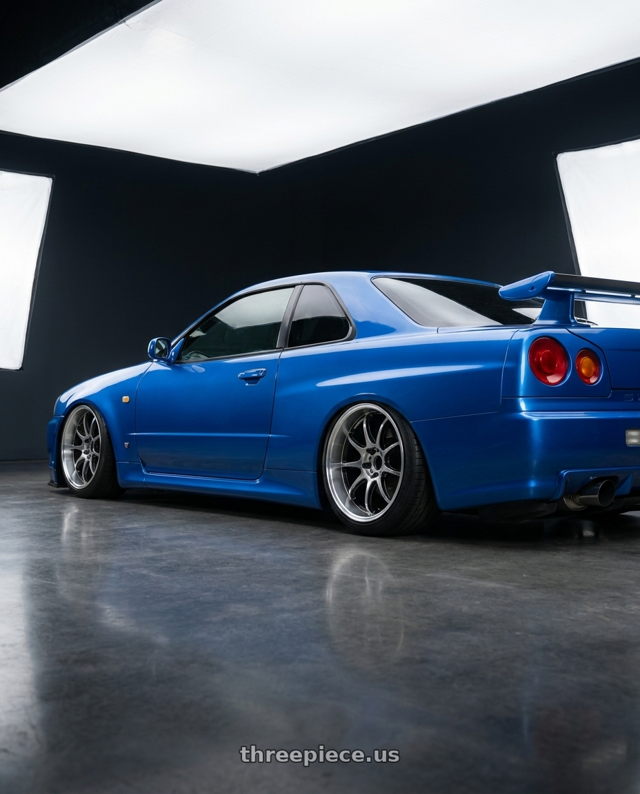 1997 Nissan Skyline R34 Gtt with Work Wheels Vs Kf 5x1143 19x759 Brilliant Silver Black A Disk Full Reverse 19x75 Et9 wheels