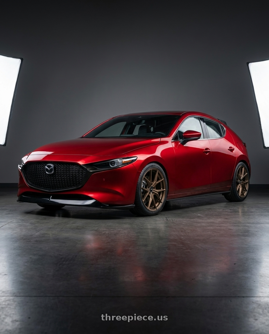 2026 Mazda 3 hatchback soul red with Enkei TSR-X 5x114.3 18x8.5+38 Gloss Bronze wheels