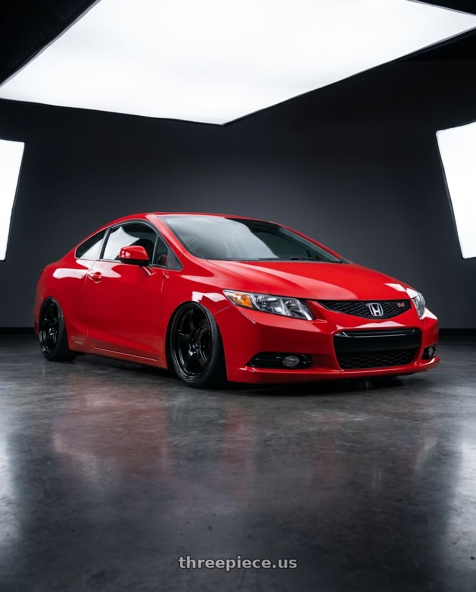 2011 Honda Civic Si with Gram Lights 57CR 5x114.3 18x9.5+12 Glossy Black wheels
