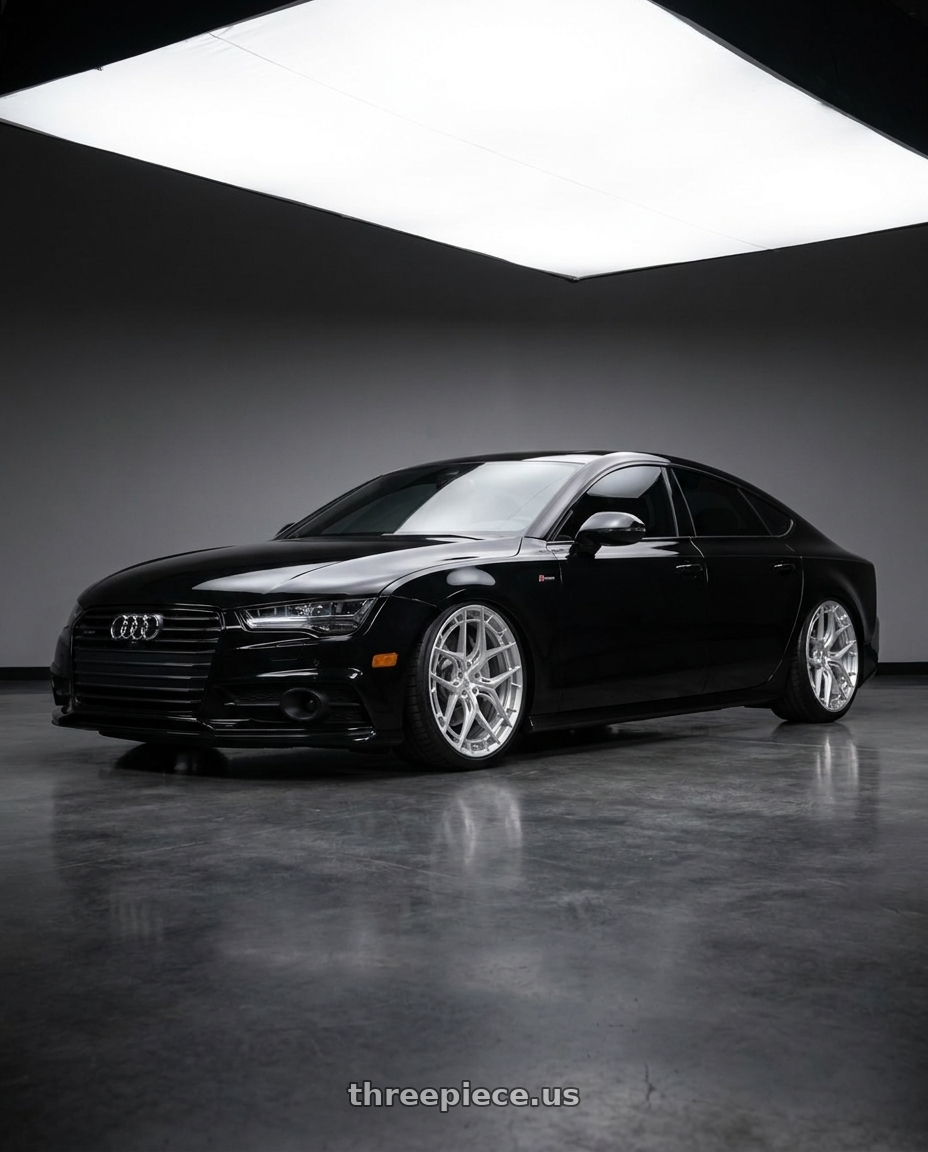2017 Audi A7 with Niche 1PC RIVIERA 5x112 20x10.5 +38 Gloss Silver W/ Brushed Face wheels