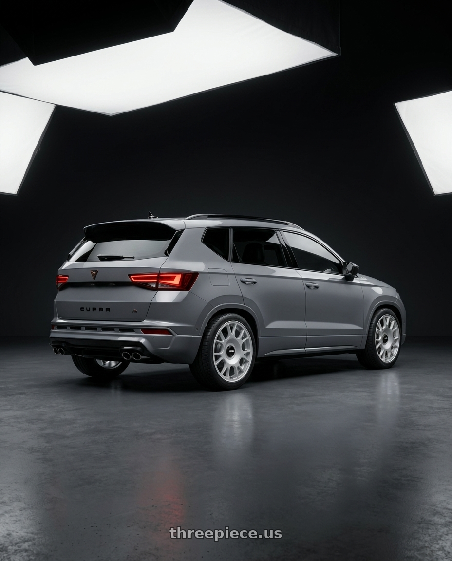 2024 Cupra Ateca with Rotiform 1PC R188 TUF-R 5X112/5X114.3 18X8.5 +45 SILVER wheels rear three quarter view square tires