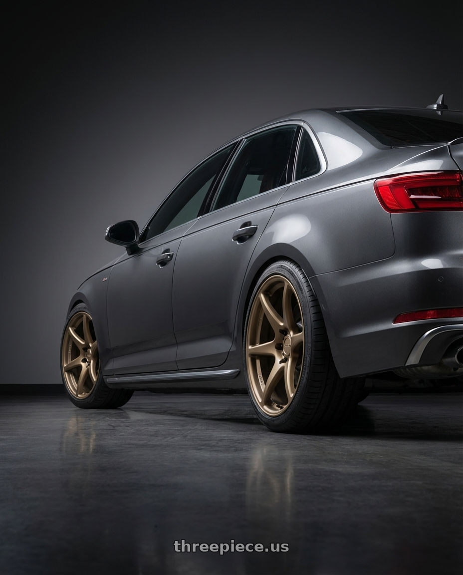 2023 Audi S4 B9 with Kansei K11B Tandem 5X112 19x9.5 22 Bronze wheels rear three quarter view square tires