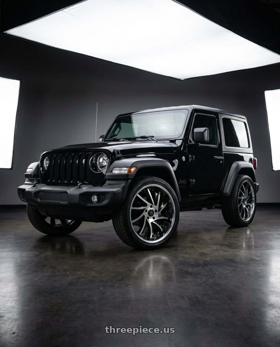 2024 Jeep Wrangler with Blade Luxury BSL-476 Sliced 5x115 22x9.5 +15 Gloss Black Machined With Stainless Lip wheels