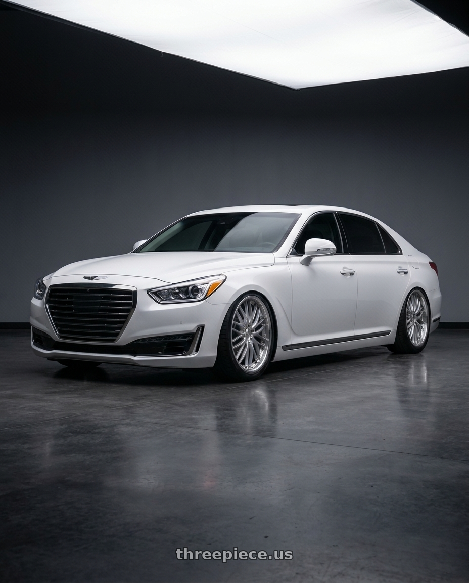 2018 genesis g90 ultimate with MRR GT1 5x112 20x10  +25 Hyper Silver Machine Lip wheels