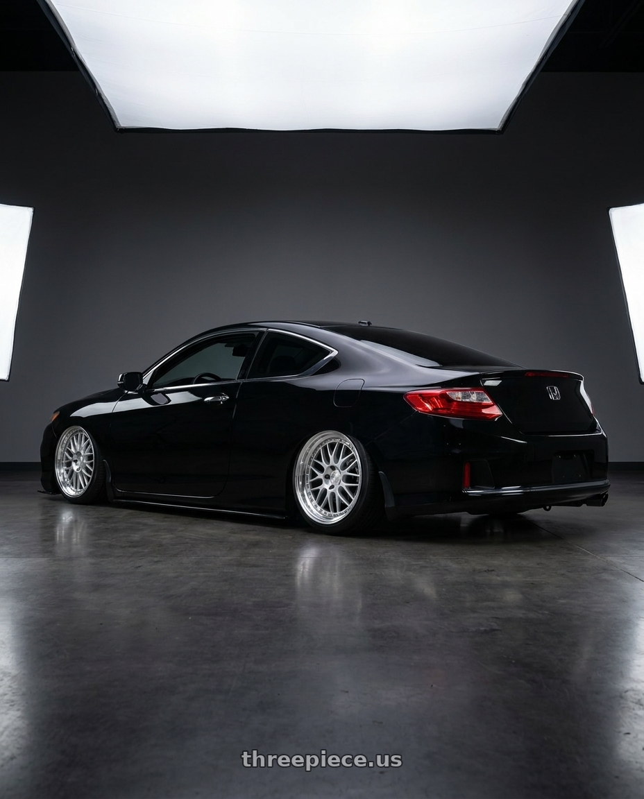 2015 accord coupe  with Aodhan AH02 5x114.3 19x9.5 +30 Silver w/ Machined Lip wheels rear three quarter view slight stretch tires
