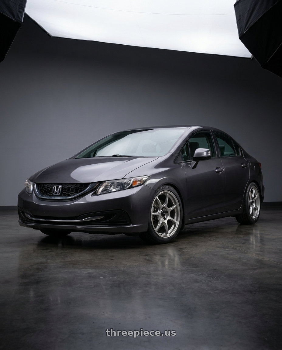2015 Honda Civic LX with Konig Ultragram 5X114.3 18x8.5+42 Titanium Metallic Knurled Bead wheels