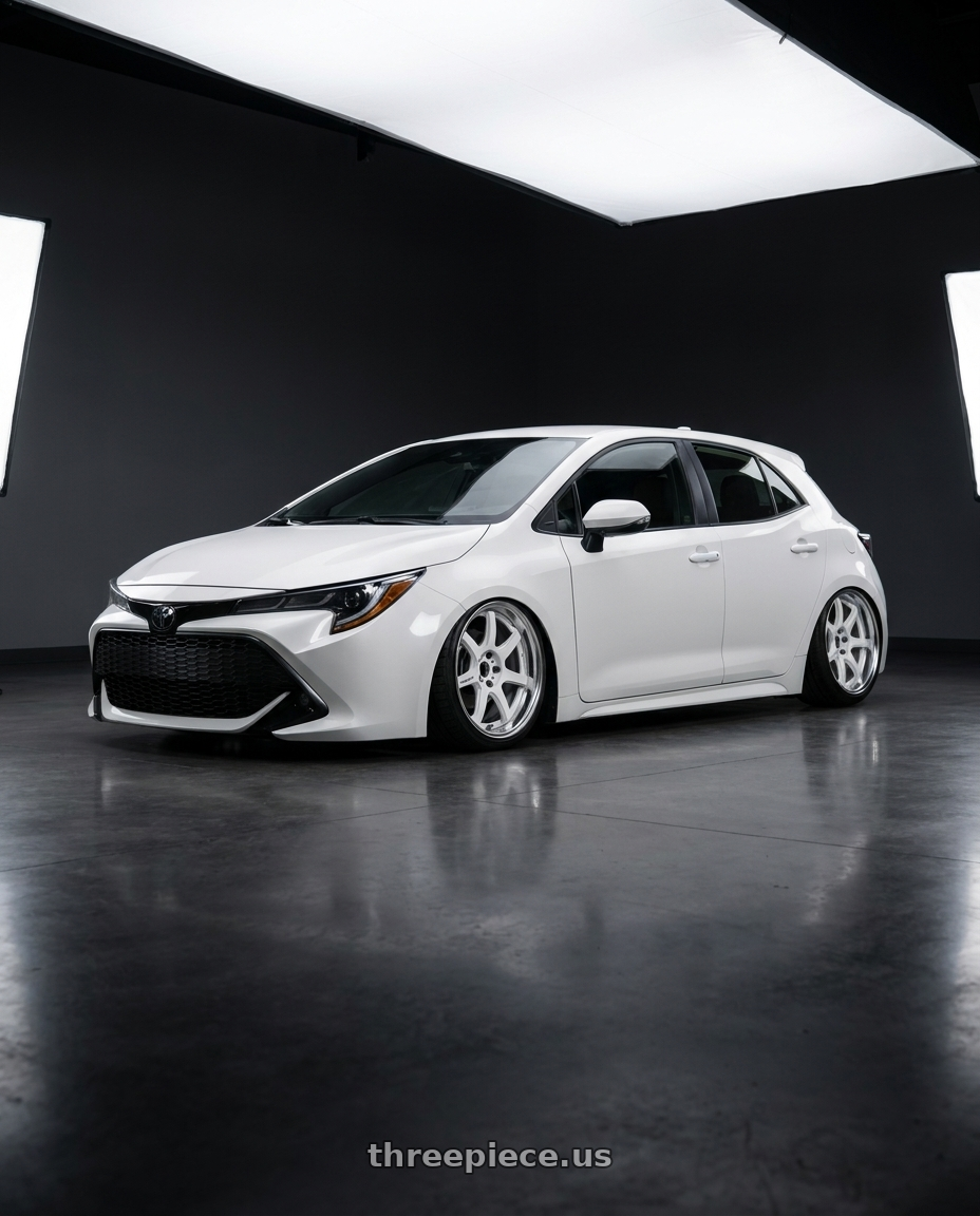 2021 Toyota Corolla hatchback  with Work T7r 2P 5x100 18x10.0 +18 WHITE wheels