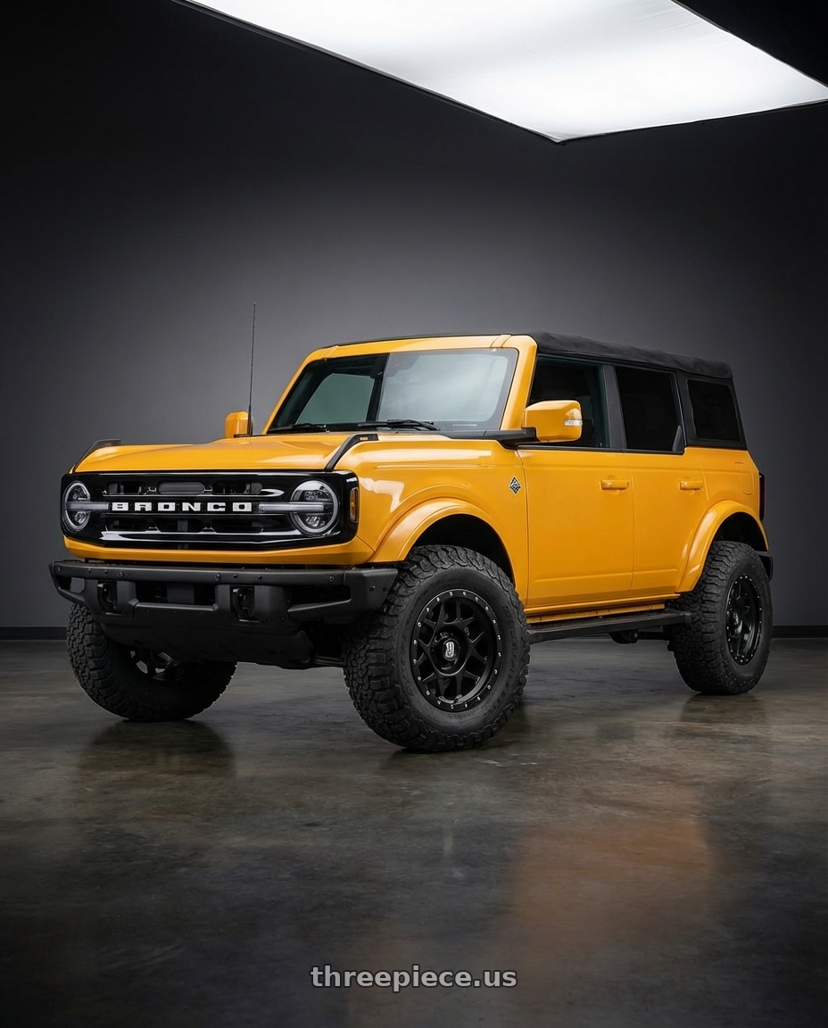 2024 Ford Bronco with XD XD127 BULLY 6X139.7 17X9 -12 SATIN BLACK WITH REINFORCING RING wheels