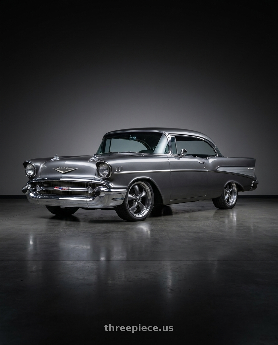 1957 Chevy Bel-Air with American Racing AR105 TORQ THRUST M 5X114.3 18X8 0 ANTHRACITE W/ MACHINED LIP wheels