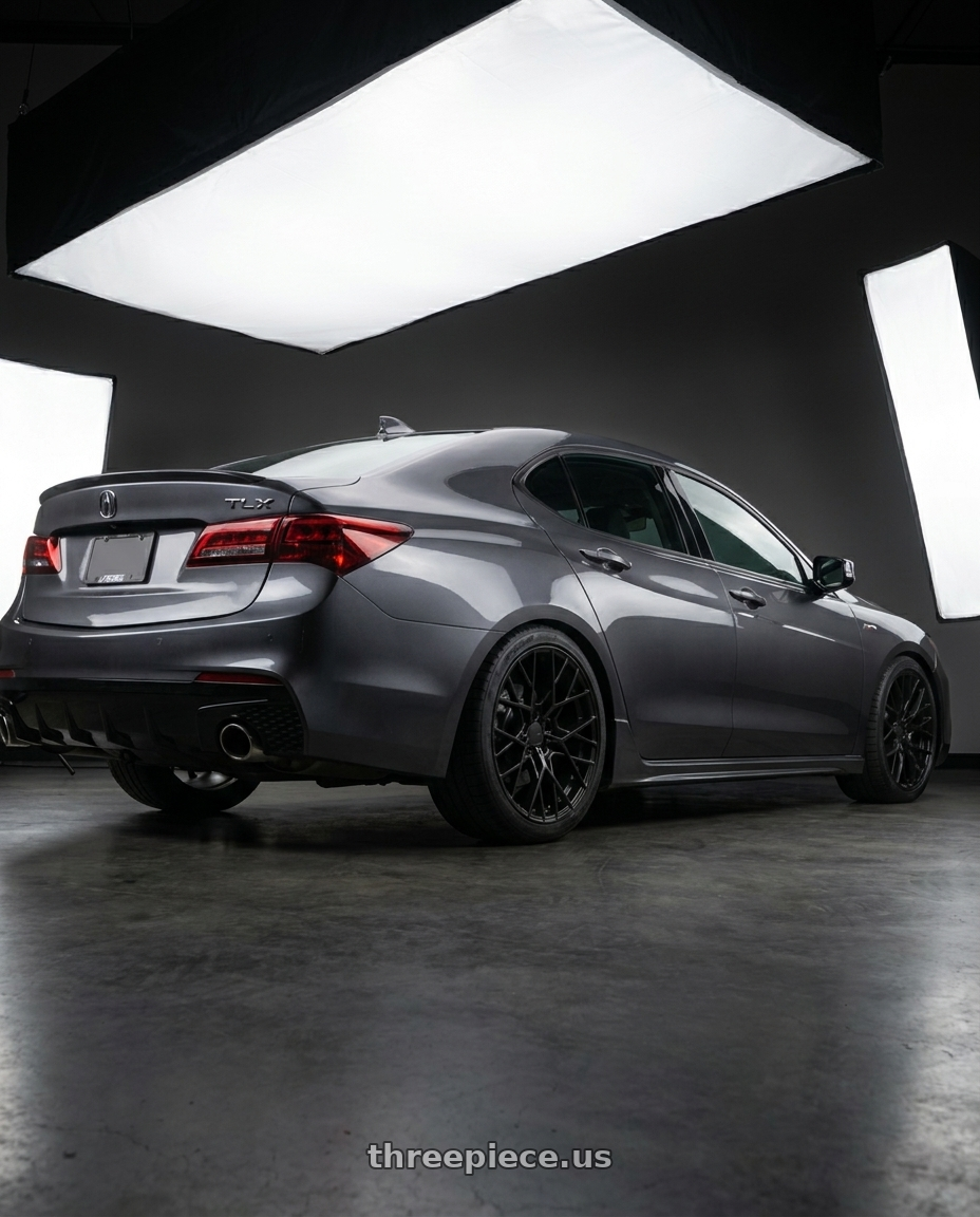 2018 Acura TLX with TSW SEBRING 5X114.3 19X8.5 +40 MATTE BLACK wheels rear three quarter view square tires
