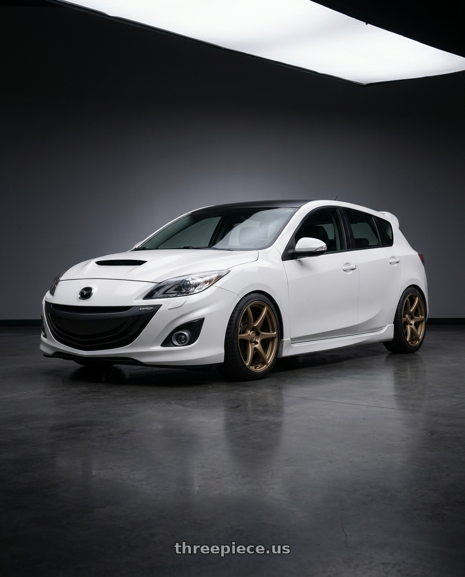 2012 Mazda Mazdaspeed3 with Kansei K11B Tandem 5x114.3 18x8.5 35 Bronze wheels