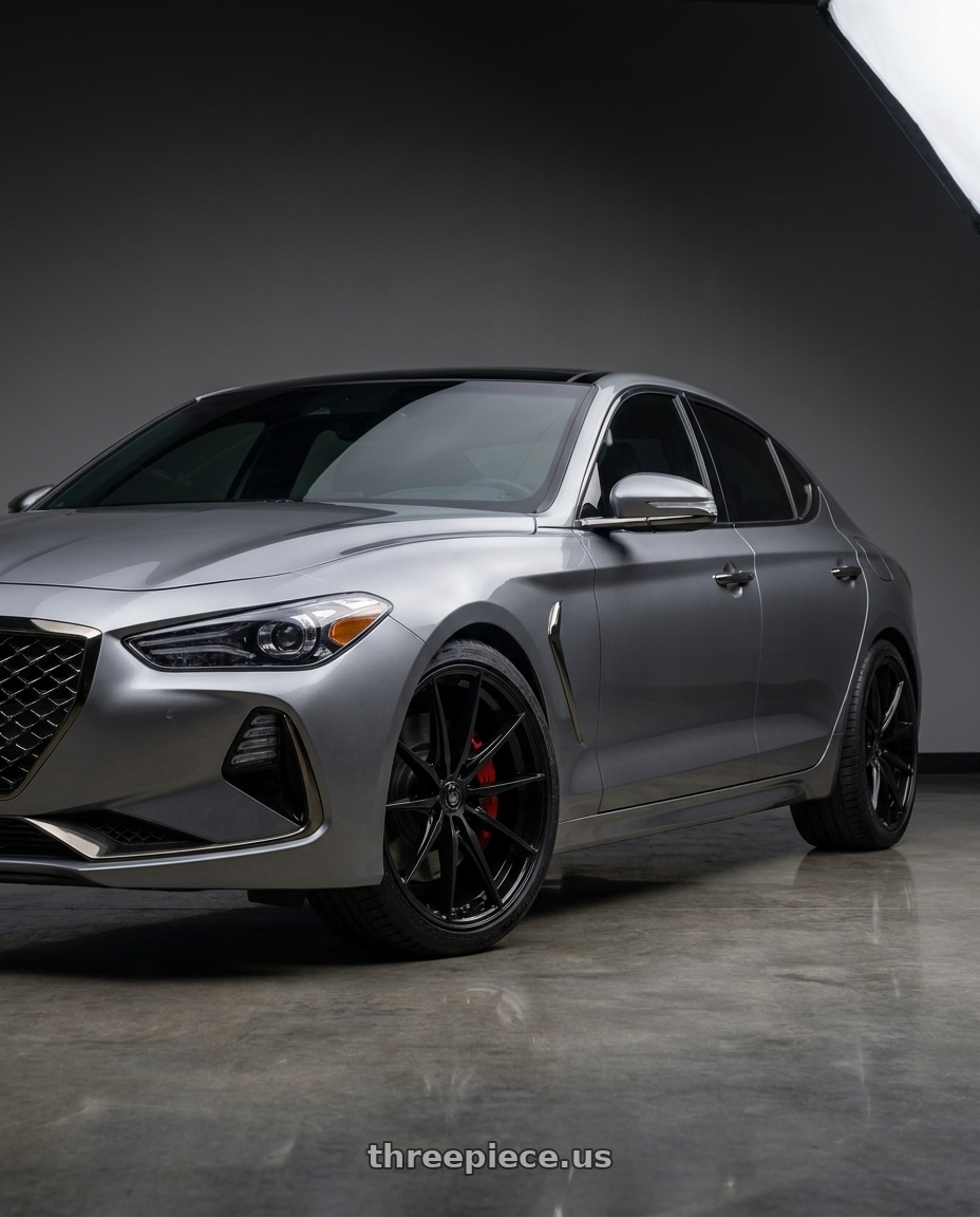 2019 Genesis G70 with Konig Oversteer 5x114.3 20x9.5+25 Gloss Black wheels