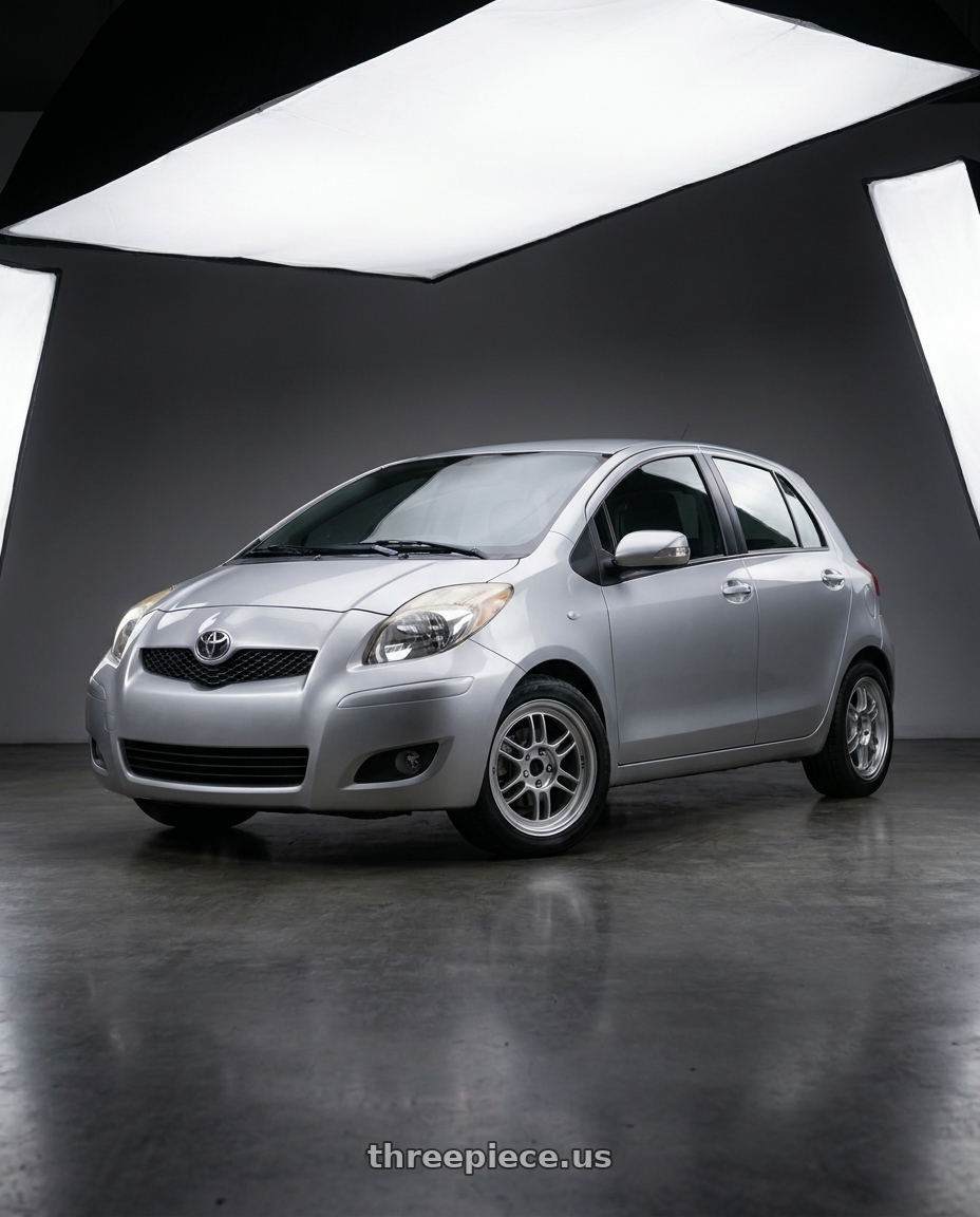 2010 toyota Yaris with Enkei RPF1 4x100 16x7+35 Silver wheels