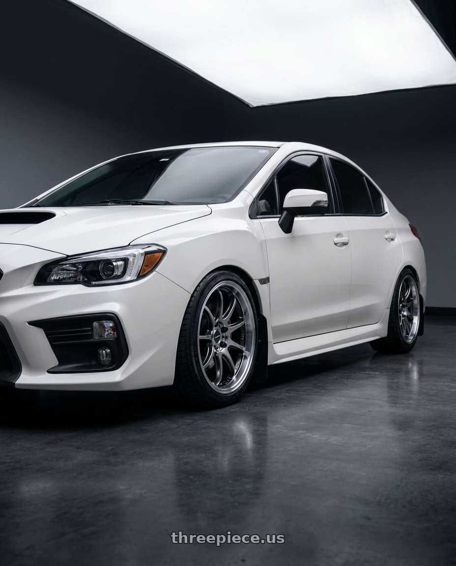 2017 Subaru WRX Limited Crystal with Work Emotion D9r 5x100 18x9.5 +38 Gt Silver Rim Cut wheels