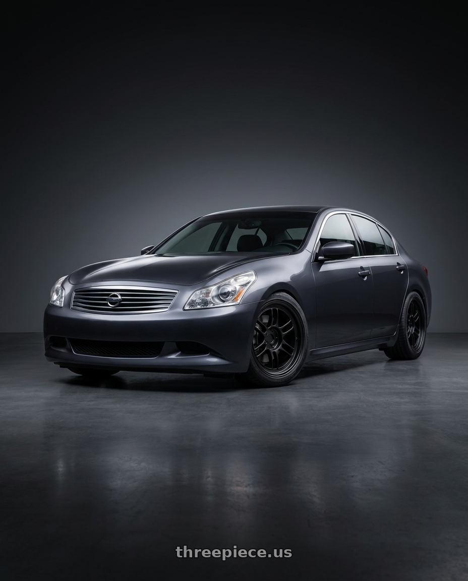 2008 Nissan Skyline 350GT SP with Enkei RPF1 5x100 17x8+35 Black wheels